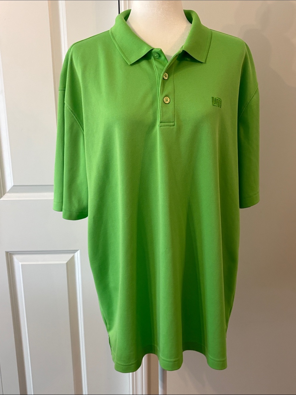 Loudmouth Bright Green Polo Collared 3 Botton Shirt - Short Sleeve Mens Size XL